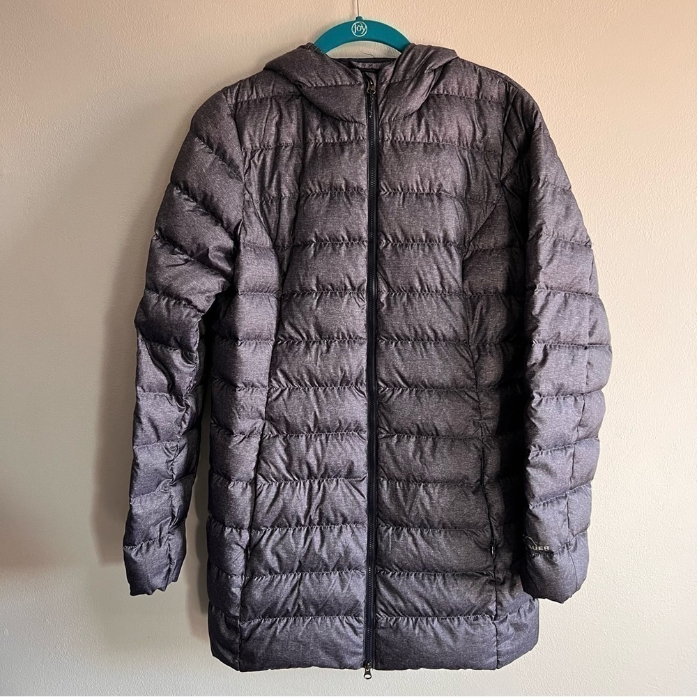 Eddie Bauer Heather Blue Cirruslite Hooded Down Puffer Parka BB650 2Way Zipper S